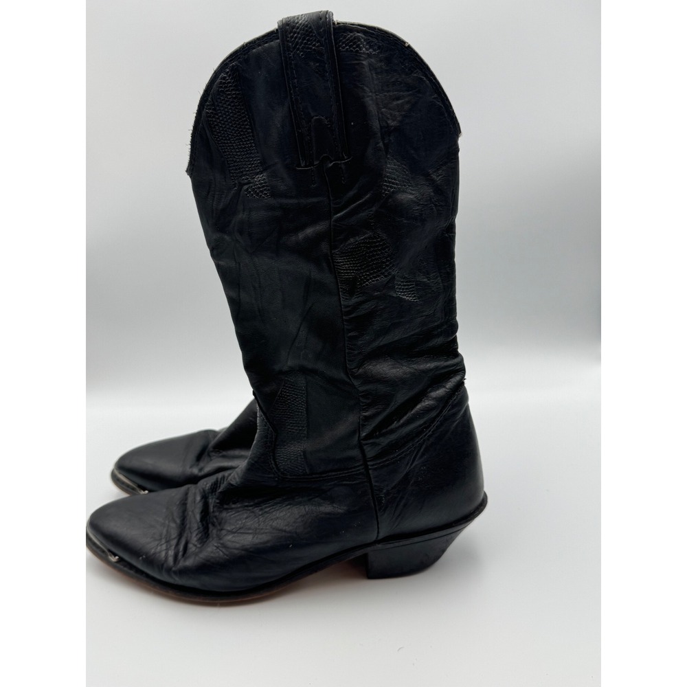 Durango Black Leather Western Cowboy Boots Pointed Toe Metal Guard